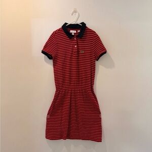 Lacoste Red and White Striped Kids Casual Dress
